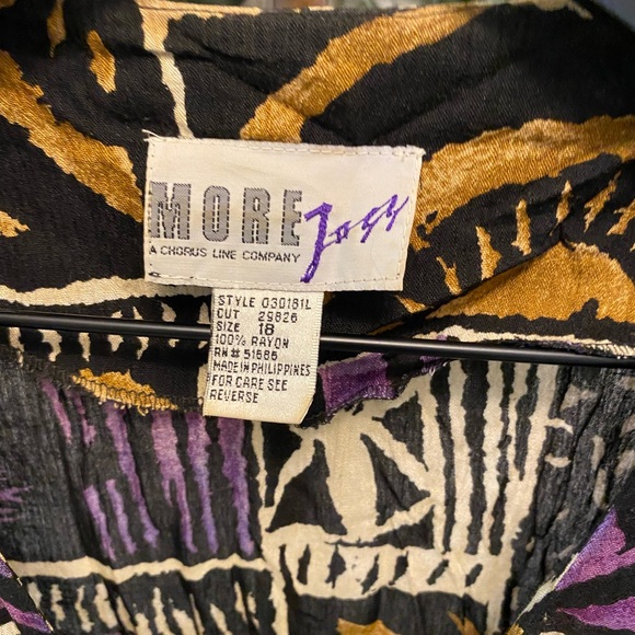 Vintage 80s More Jazz Funky Geometric Print Longline Button Down Top SS 18 16 - Picture 10 of 10